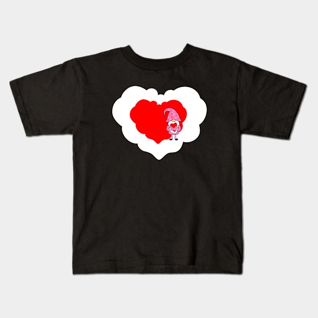 RED Heart Valentine Gnome Kids T-Shirt by SartorisArt1